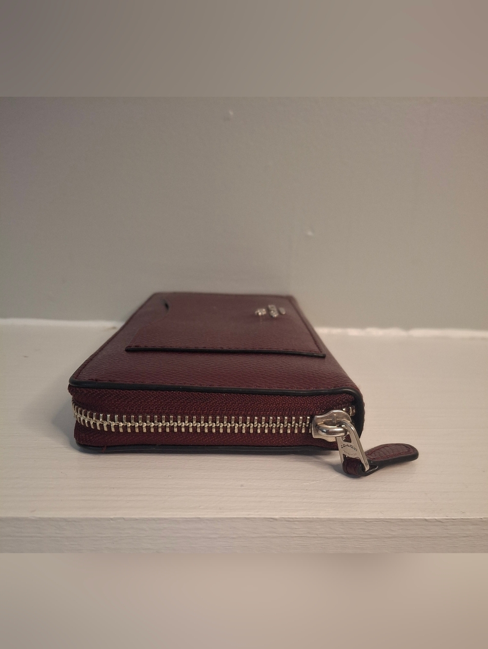 Coach Accordion Zip Wallet Burgundy Crossgrain Leather EUC - Picture 5 of 7